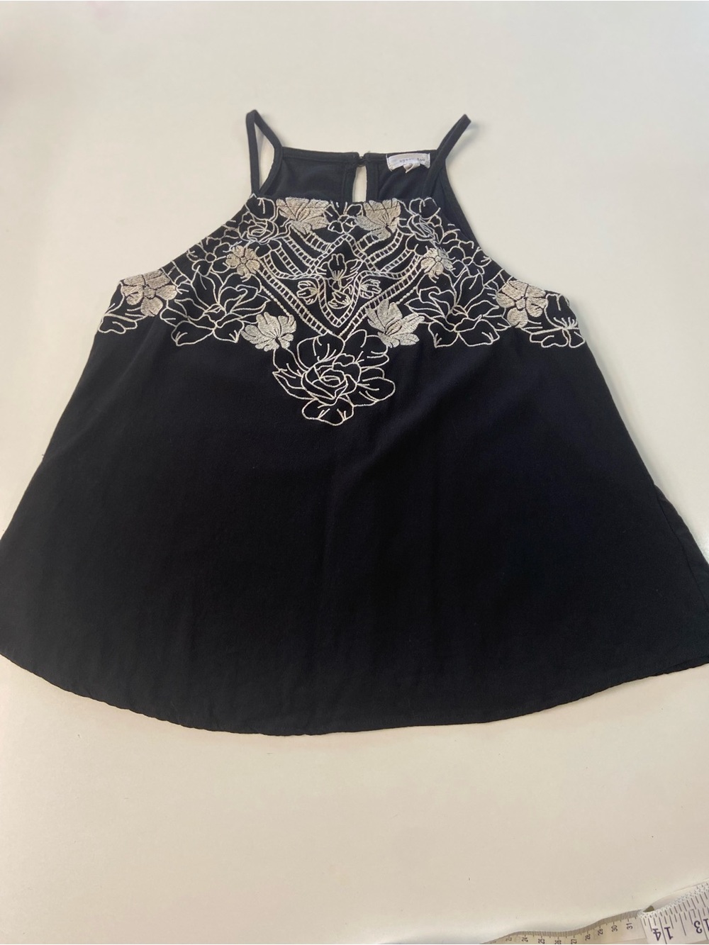 Black/White Embroidered Swing Tank worn twice juniors/young adult size S